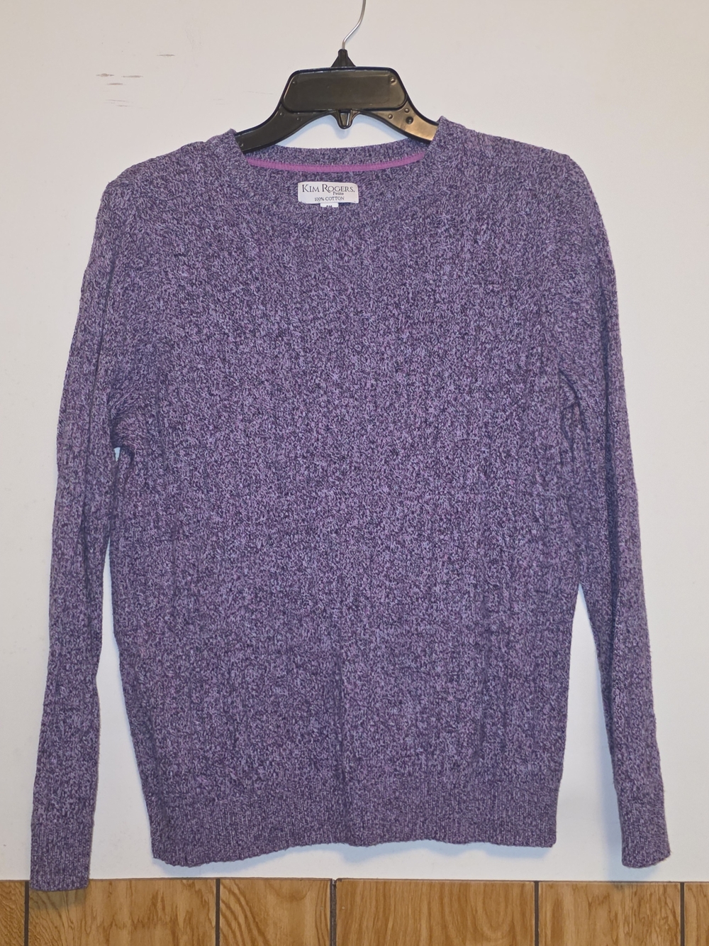 Kim Rogers Heathered Purple Crewneck Sweater